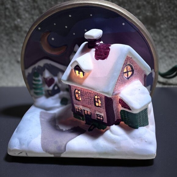 Handpainted Holiday Traditions Christmas Night Light 4 Inch Snowy Village Scene - Picture 6 of 9